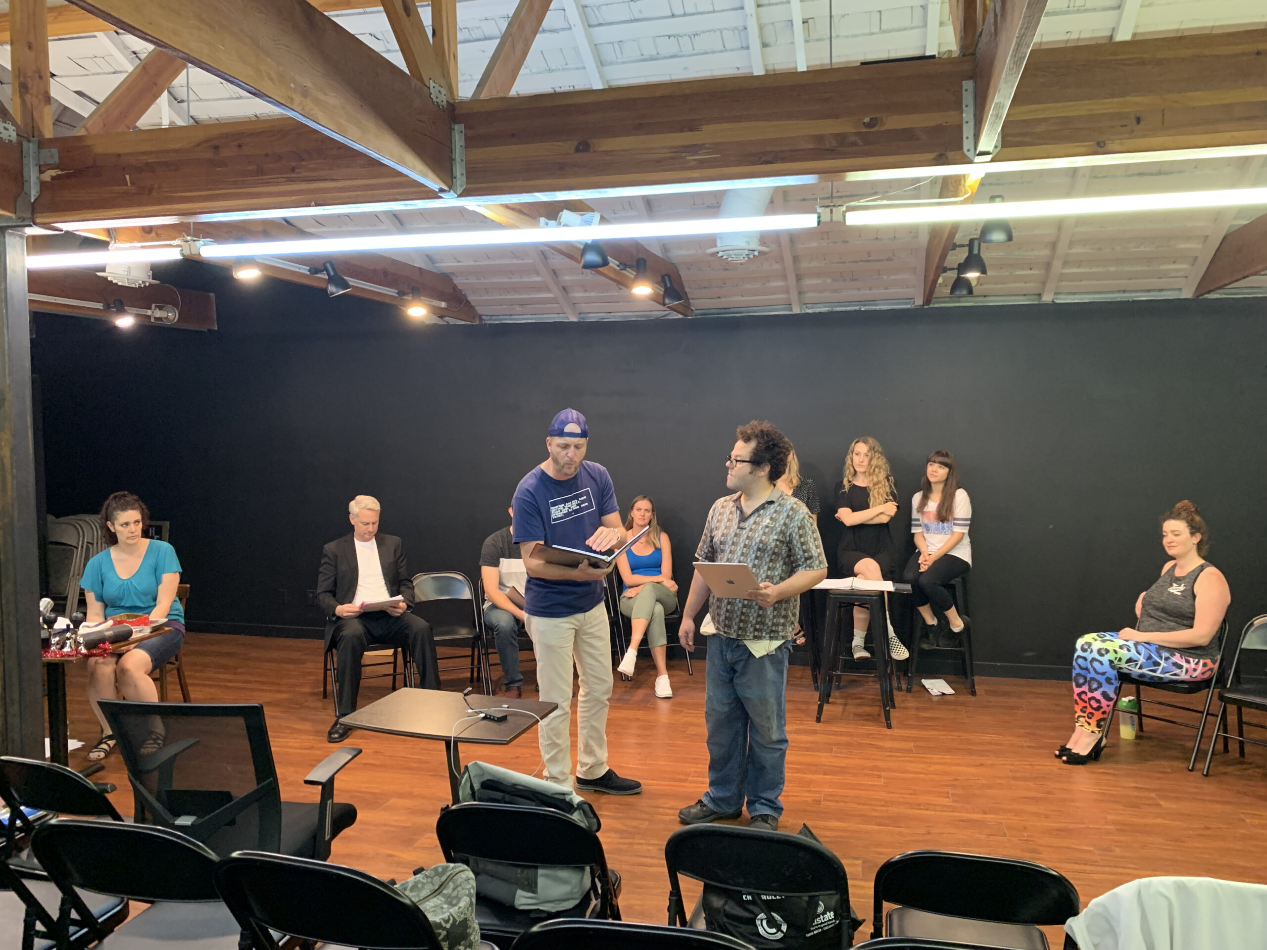 Theatre Unleashed rehearses KAWL presents "It's a Wonderful Life" at Howard Fine Acting Studio in July 2019 for a special "Christmas in July" performance at The Muckenthaler Cultural Center
