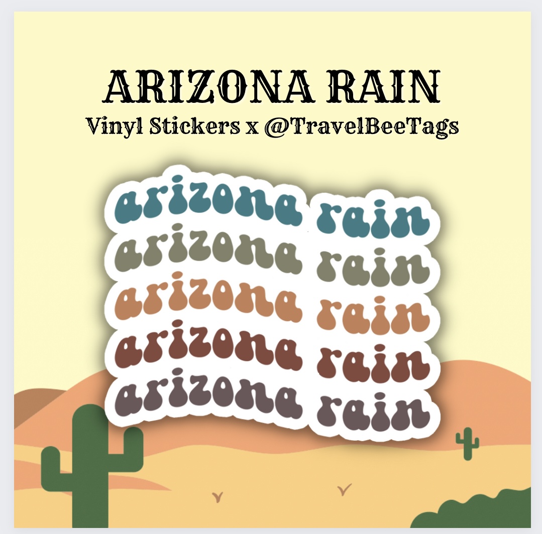 Arizona Rain vinyl sticker by TravelBeeTags