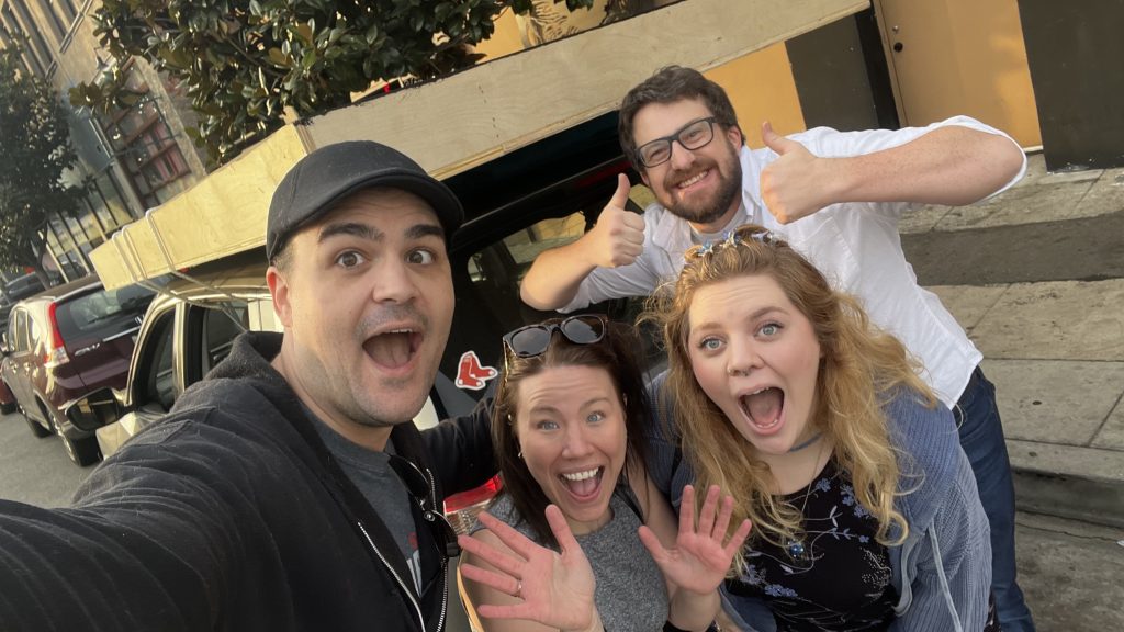 Our first day with Lorelei was full of shenanigans! From left to right - Gregory Crafts, Lois Neville, Lorelei Barcelos, and Trevor Reece!