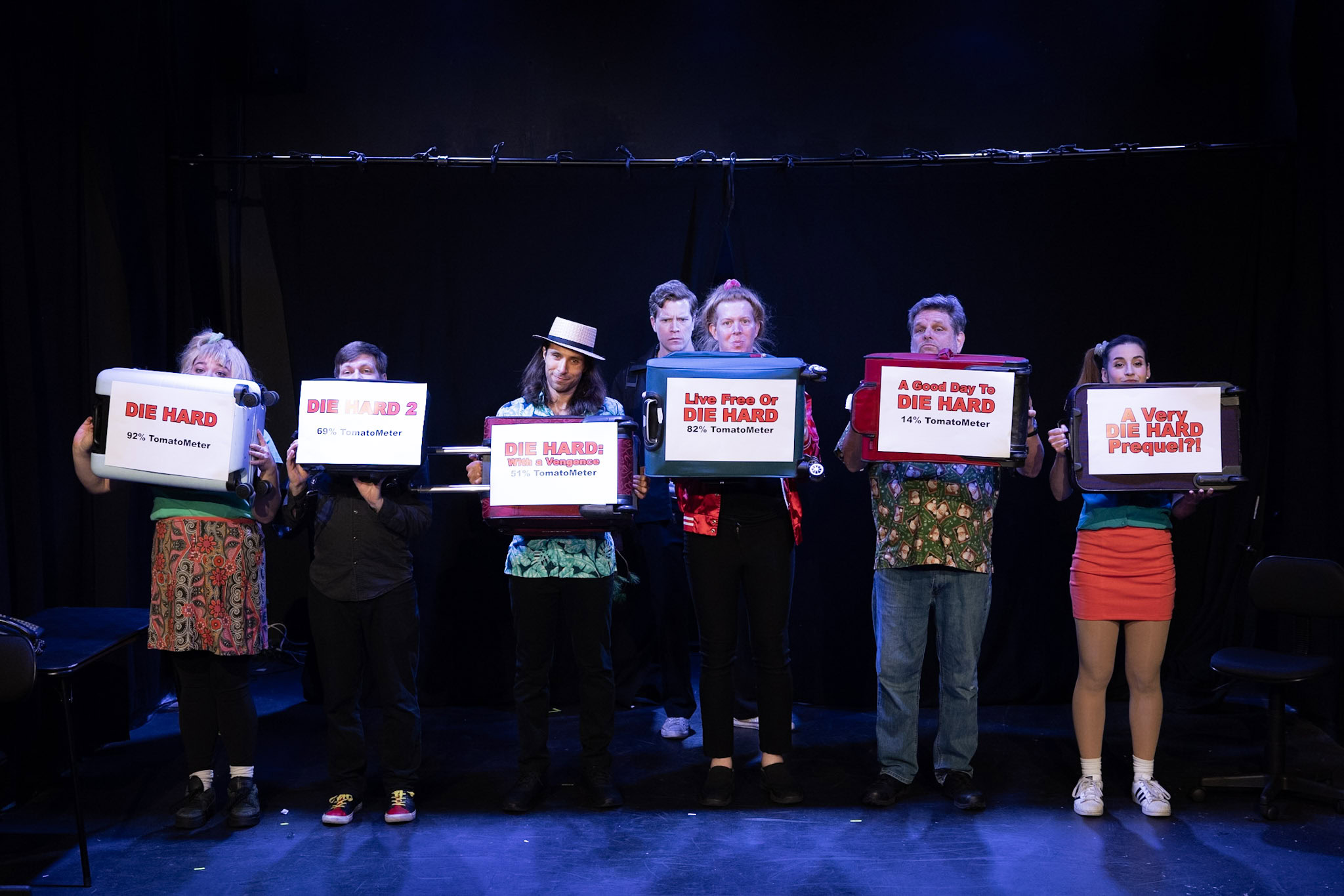 A captured moment from Theatre Unleashed's production of "A Very DIE HARD Christmas at the 2024 FrostyFest at The Hobgoblin Playhouse on Santa Monica Blvd. Photo by Matt Kamimura